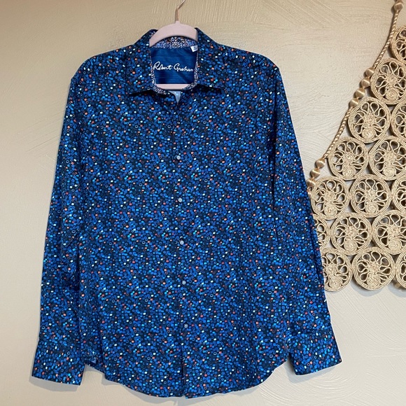 Robert Graham Other - Robert Graham Ludwig Geo Print Stretch Button-Up Shirt, Navy, NWT, Size Medium